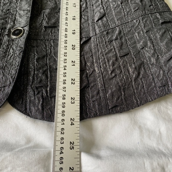 Erin by Erin London Women's Button Up Black Metallic Crinkled Look Jacket‎ Small - Picture 10 of 11